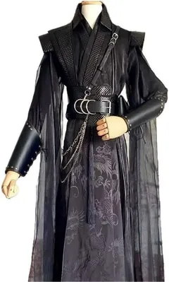 Male Halloween Carnival Cosplay Costume Adult Chinese Vintage Hanfu Black Sets Gothic Party Outfit 1
