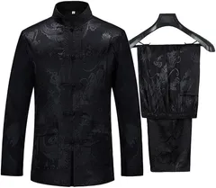 Tang Suit Men Hanfu Chinese Traditional Clothes Kung Fu Shirt Uniform Long Sleeved Coat Tops and Pants 3