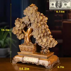 FENGSHUI-CAISHEN Top Resin Money Tree, Artificial Bonsai Tree, Handcrafted, Premium Quality, Feng Shui Gift for Abundance Luck and Success 4