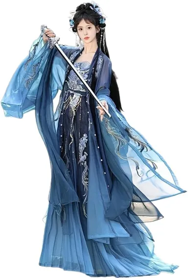 Womens Hanfu Dress Chinese Tang Dynasty Embroidered Hezi Skirt Traditional Ancient Han Costume Fairy Skirt